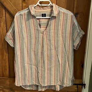 Multi-Colour Linen-Style Blouse